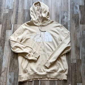 The North Face Men's Cream Hoodie with White Logo
